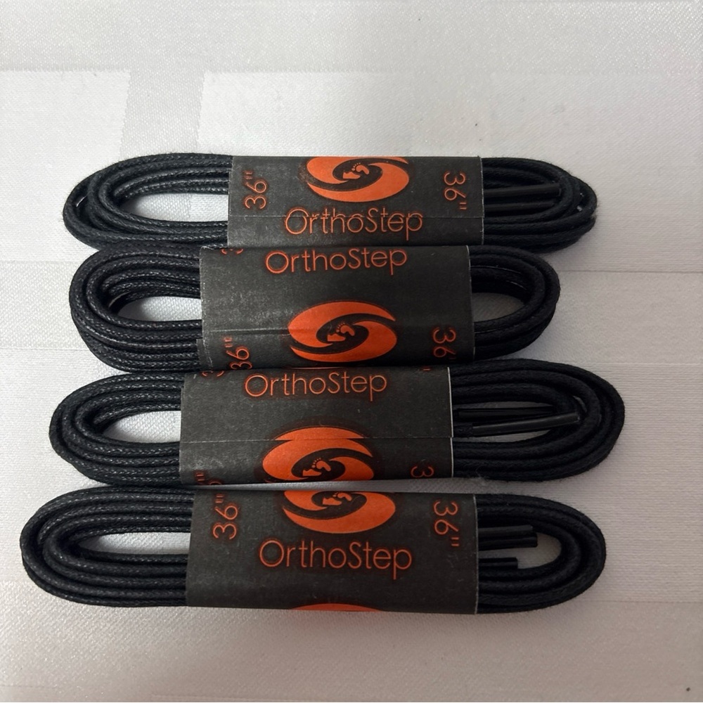 OrthoStep Black Waxed Dress Shoelaces Very Thin 36 Inches 2 Pair